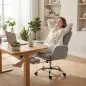 Silla de Escritorio con Reposapiés Tapizada en Borreguito con Respaldo Reclinable Reposacabezas Ajustable Gris Claro Silla de Escritorio con Reposapiés Tapizada en Borreguito con Respaldo Reclinable Reposacabezas Ajustable Gris Claro