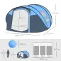 Tienda de Camping Pop-up con Ventanas Bolsillos y Bolsa de Transporte Impermeable Anti-UV 263,5x220x123 cm Azul