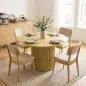 Mesa de Comedor Redonda Moderna para 4-6 Personas Mesa de Cocina de 110 cm con Base Cilíndrica Acanalada Roble Mesa de Comedor Redonda Moderna para 4-6 Personas Mesa de Cocina de 110 cm con Base Cilíndrica Acanalada Roble