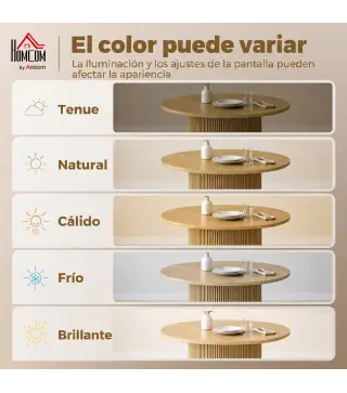 Mesa de Comedor Redonda Moderna para 4-6 Personas Mesa de Cocina de 110 cm con Base Cilíndrica Acanalada Roble