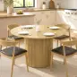 Mesa de Comedor Redonda Moderna para 4-6 Personas Mesa de Cocina de 110 cm con Base Cilíndrica Acanalada Roble Mesa de Comedor Redonda Moderna para 4-6 Personas Mesa de Cocina de 110 cm con Base Cilíndrica Acanalada Roble