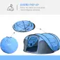 Tienda de Camping Pop-up con Ventanas Bolsillos y Bolsa de Transporte Impermeable Anti-UV 263,5x220x123 cm Azul