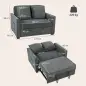Sofá Cama 2 Plazas 3 en 1 con Respaldo Ajustable Bolsillos Laterales 2 Almohadas para Sala de Estar Gris Oscuro