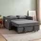 Sofá Cama 2 Plazas 3 en 1 con Respaldo Ajustable Bolsillos Laterales 2 Almohadas para Sala de Estar Gris Oscuro