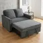 Sofá Cama 2 Plazas 3 en 1 con Respaldo Ajustable Bolsillos Laterales 2 Almohadas para Sala de Estar Gris Oscuro