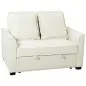 Sofá Cama 2 Plazas 3 en 1 con Respaldo Ajustable Bolsillos Laterales 2 Almohadas para Sala de Estar Blanco Crema