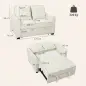 Sofá Cama 2 Plazas 3 en 1 con Respaldo Ajustable Bolsillos Laterales 2 Almohadas para Sala de Estar Blanco Crema