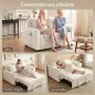 Sofá Cama 2 Plazas 3 en 1 con Respaldo Ajustable Bolsillos Laterales 2 Almohadas para Sala de Estar Blanco Crema