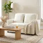 Sofá Cama 2 Plazas 3 en 1 con Respaldo Ajustable Bolsillos Laterales 2 Almohadas para Sala de Estar Blanco Crema
