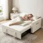 Sofá Cama 2 Plazas 3 en 1 con Respaldo Ajustable Bolsillos Laterales 2 Almohadas para Sala de Estar Blanco Crema