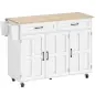 Isla de Cocina con Encimera Extensible Ruedas 2 Cajones 3 Armarios Estantes en la Puerta Toallero Blanco
