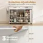 Isla de Cocina con Encimera Extensible Ruedas 2 Cajones 3 Armarios Estantes en la Puerta Toallero Blanco