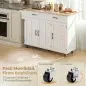 Isla de Cocina con Encimera Extensible Ruedas 2 Cajones 3 Armarios Estantes en la Puerta Toallero Blanco