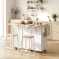 Isla de Cocina con Encimera Extensible Ruedas 2 Cajones 3 Armarios Estantes en la Puerta Toallero Blanco