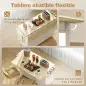 Isla de Cocina con Encimera Abatible Ruedas Puertas Correderas de Vidrio Botellero Cajón Especiero Estante Ajustable