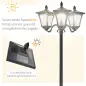 Conjunto de 2 Farolas Solares de Exterior con 3 Luces LED Impermeable IP44 para Camino Terraza 51,5x47x182,5 cm Negro Conjunto de 2 Farolas Solares de Exterior con 3 Luces LED Impermeable IP44 para Camino Terraza 51,5x47x182,5 cm Negro