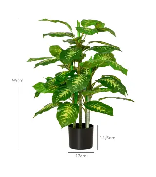 Juego de 2 Árboles Artificiales de 95 cm con Maceta Plantas Sintéticas para Decoración Hogar Salón Oficina Verde