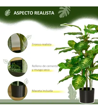 Juego de 2 Árboles Artificiales de 95 cm con Maceta Plantas Sintéticas para Decoración Hogar Salón Oficina Verde