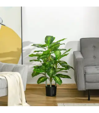 Juego de 2 Árboles Artificiales de 95 cm con Maceta Plantas Sintéticas para Decoración Hogar Salón Oficina Verde