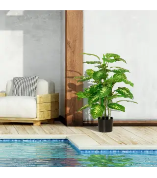 Juego de 2 Árboles Artificiales de 95 cm con Maceta Plantas Sintéticas para Decoración Hogar Salón Oficina Verde