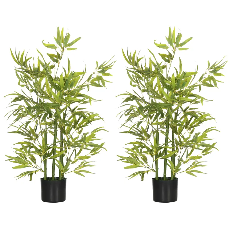 Juego de 2 Bambús Artificiales 90 cm con Maceta Plantas Sintéticas para Decoración Hogar Salón Oficina Verde Juego de 2 Bambús Artificiales 90 cm con Maceta Plantas Sintéticas para Decoración Hogar Salón Oficina Verde