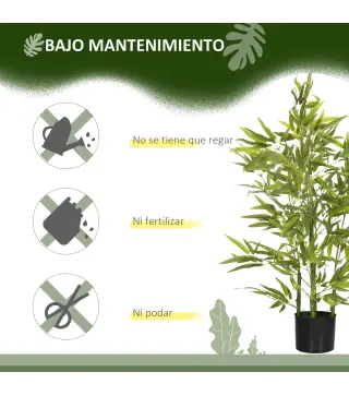 Juego de 2 Bambús Artificiales 90 cm con Maceta Plantas Sintéticas para Decoración Hogar Salón Oficina Verde