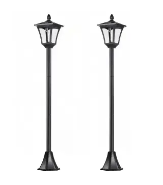 Conjunto de 2 Luces Solares para Jardín con Panel Solar Encendido Automático Impermeable IP44 18x18x160 cm Negro