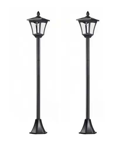 Conjunto de 2 Luces Solares para Jardín con Panel Solar Encendido Automático Impermeable IP44 18x18x160 cm Negro