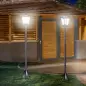 Conjunto de 2 Luces Solares para Jardín con Panel Solar Encendido Automático Impermeable IP44 18x18x160 cm Negro Conjunto de 2 Luces Solares para Jardín con Panel Solar Encendido Automático Impermeable IP44 18x18x160 cm Negro