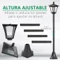 Conjunto de 2 Luces Solares para Jardín con Panel Solar Encendido Automático Impermeable IP44 18x18x160 cm Negro Conjunto de 2 Luces Solares para Jardín con Panel Solar Encendido Automático Impermeable IP44 18x18x160 cm Negro