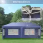 Conjunto de Carpa Incluye 1 Carpa Plegable 6x3 m con 4 Laterales Desmontables y 2 Paredes Laterales 3x2 m Azul