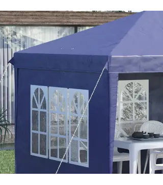 Conjunto de Carpa Incluye 1 Carpa Plegable 6x3 m con 4 Laterales Desmontables y 2 Paredes Laterales 3x2 m Azul