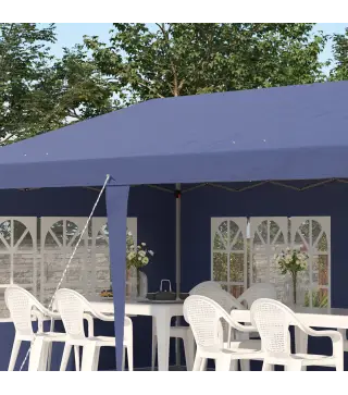 Conjunto de Carpa Incluye 1 Carpa Plegable 6x3 m con 4 Laterales Desmontables y 2 Paredes Laterales 3x2 m Azul