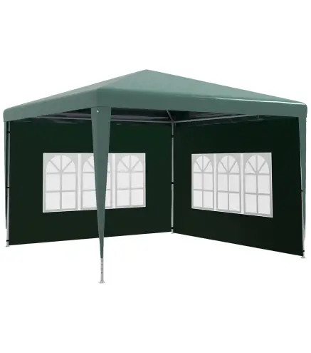Conjunto de 1 Carpa de Jardín 3x3 m Anti-UV Impermeable y 2 Paredes Laterales 3x2 m para Carpa 3x3 m y 3x6 m Verde