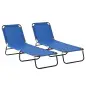 Conjunto de 2 Tumbonas Plegables y Reclinables con Respaldo Ajustable en 5 Niveles Carga 120 kg 188x56x28 cm Azul