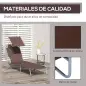 Conjunto de 2 Tumbonas Plegables con Toldo Desmontable Respaldo Ajustable en 5 Niveles 187x58x36 cm Marrón Conjunto de 2 Tumbonas Plegables con Toldo Desmontable Respaldo Ajustable en 5 Niveles 187x58x36 cm Marrón