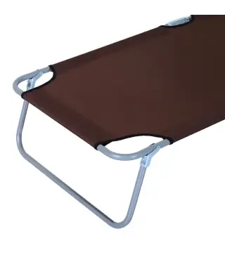 Conjunto de 2 Tumbonas Plegables con Toldo Desmontable Respaldo Ajustable en 5 Niveles 187x58x36 cm Marrón