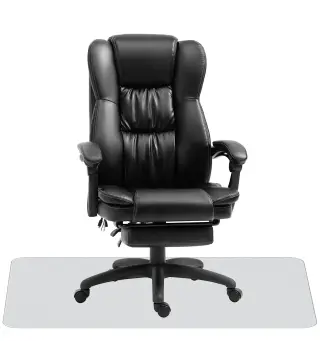Conjunto 1 Silla de Masaje Reclinable 68,5x68,5x113-121 cm y 1 Alfombra Protectora de Suelo 90x120 cm Negro Transparente