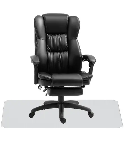 Conjunto 1 Silla de Masaje Reclinable 68,5x68,5x113-121 cm y 1 Alfombra Protectora de Suelo 90x120 cm Negro Transparente