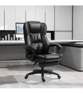 Conjunto 1 Silla de Masaje Reclinable 68,5x68,5x113-121 cm y 1 Alfombra Protectora de Suelo 90x120 cm Negro Transparente
