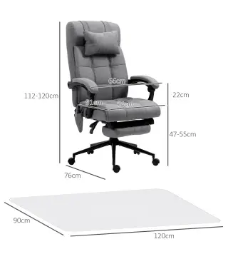 Conjunto de 1 Silla de Masaje Reclinable con 6 Puntos de Masaje y 1 Alfombra Protectora de Suelo Gris y Transparente