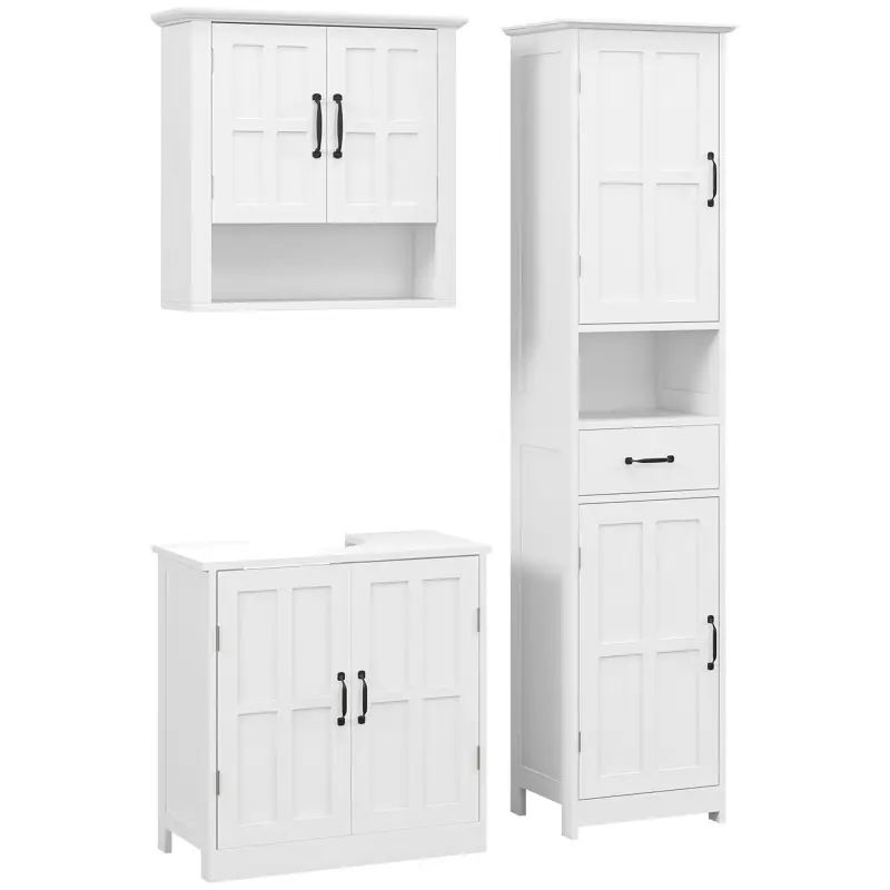 Conjunto 1 Columna de Baño 1 Mueble para Debajo del Lavabo y 1 Armario de Pared con Estante Ajustable Blanco Conjunto 1 Columna de Baño 1 Mueble para Debajo del Lavabo y 1 Armario de Pared con Estante Ajustable Blanco