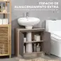 Conjunto de 1 Mueble para Debajo del Lavabo 1 Armario de Baño con Espejo y 1 Columna de Baño Roble y Gris
