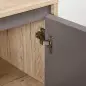 Conjunto de 1 Mueble para Debajo del Lavabo 1 Armario de Baño con Espejo y 1 Columna de Baño Roble y Gris