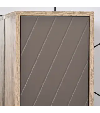 Conjunto de 1 Mueble para Debajo del Lavabo 1 Armario de Baño con Espejo y 1 Columna de Baño Roble y Gris