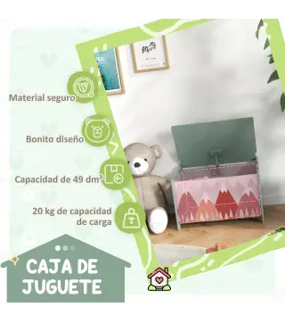 Conjunto para Niños Incluye 1 Cama Infantil Carga Máx. 40 kg 143x77x60 cm y 1 Baúl de Almacenamiento 60x37x39 cm Verde
