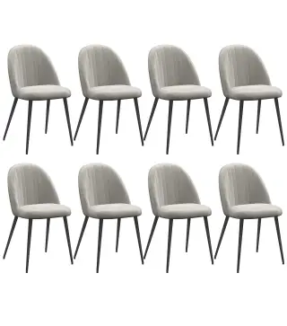 Pack de 8 Sillas de Comedor Modernas Sillas de Cocina Tapizada en Terciopelo con Respaldo Alto 50x52x83 cm Gris