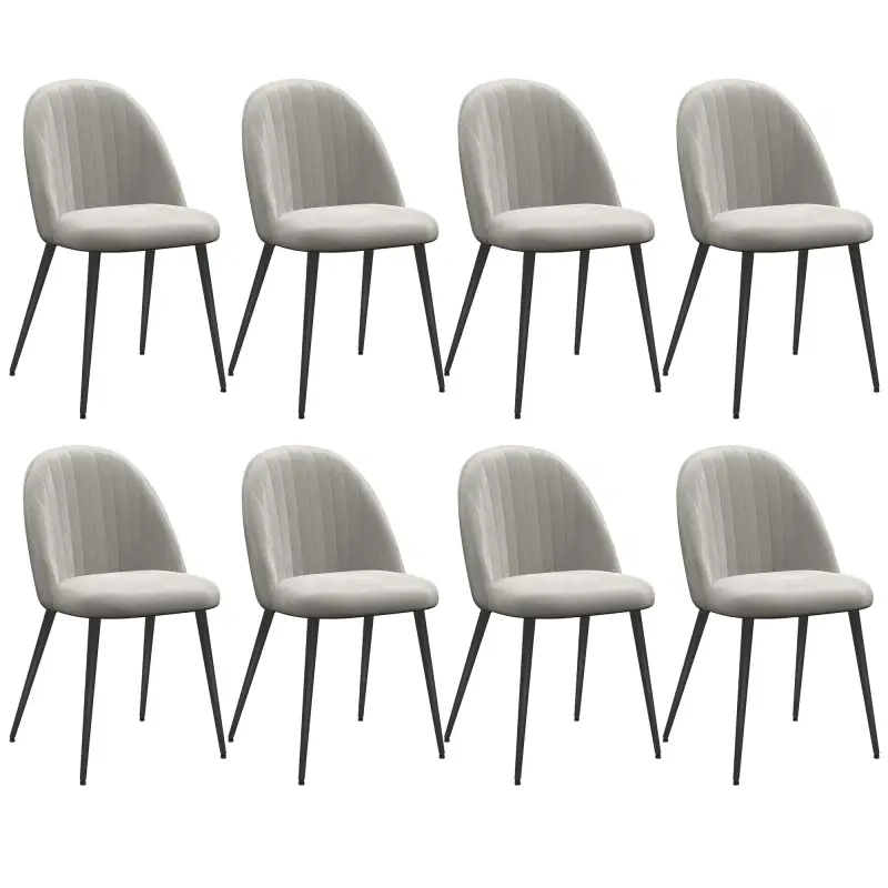 Pack de 8 Sillas de Comedor Modernas Sillas de Cocina Tapizada en Terciopelo con Respaldo Alto 50x52x83 cm Gris Pack de 8 Sillas de Comedor Modernas Sillas de Cocina Tapizada en Terciopelo con Respaldo Alto 50x52x83 cm Gris
