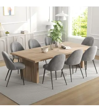 Pack de 8 Sillas de Comedor Modernas Sillas de Cocina Tapizada en Terciopelo con Respaldo Alto 50x52x83 cm Gris