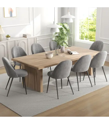 Pack de 8 Sillas de Comedor Modernas Sillas de Cocina Tapizada en Terciopelo con Respaldo Alto 50x52x83 cm Gris